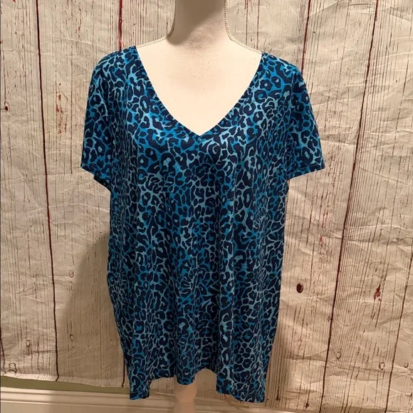 Lilly Pulitzer Blue Leopard Print Top - Picture 1 of 2